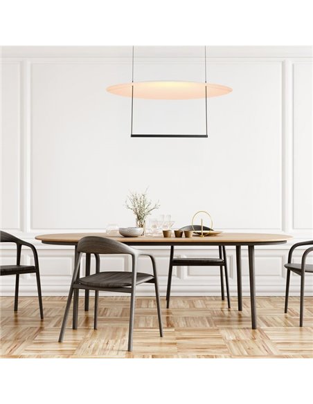 Luminária pendente LED SUN II, preta, 39W, 3000K, 3510lm, dimerizável, 3 níveis de intensidade, grande, Ø80cm