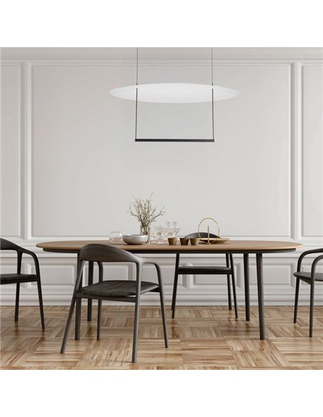 Suspension LED SUN II, noire, 39 W, 3 000 K, 3 510 lm, dimmable, 3 niveaux d'intensité, grand format, Ø 80 cm