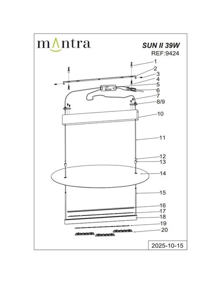 Lámpara colgante LED SUN II negra 39W 3000K 3510Lm regulable 3 Step DIM, grande Ø80cm