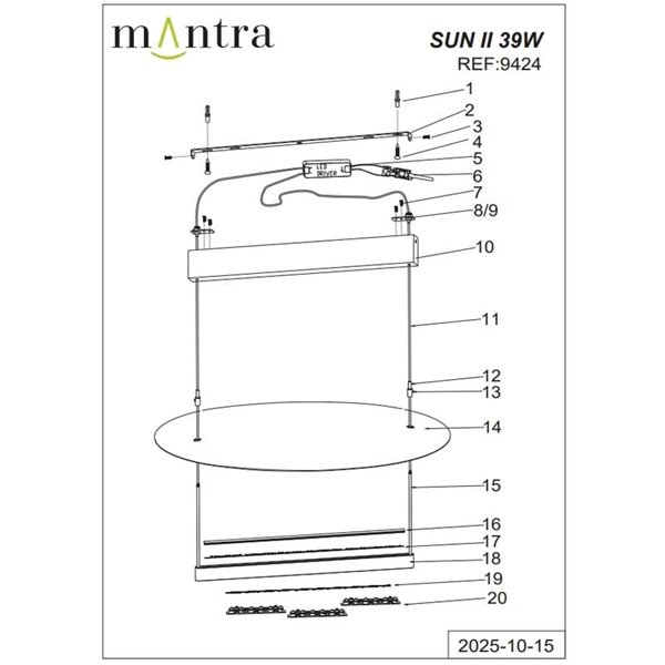 Lámpara colgante LED SUN II negra 39W 3000K 3510Lm regulable 3 Step DIM, grande Ø80cm