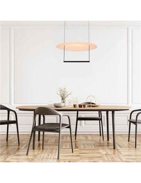 Suspension LED SUN II, noire, 30 W, 3 000 K, 2 920 lm, dimmable, 3 niveaux d'intensité, taille moyenne, Ø 60 cm