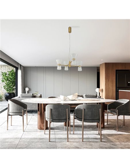 Luminária de teto decorativa horizontal de LED com 4 lâmpadas, modelo New York, 3000K, 24W, 3700 lúmens.