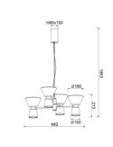 Lámpara de techo LED decorativa horizontal con 4 luces NEW YORK, 3000K 24W 3700Lm