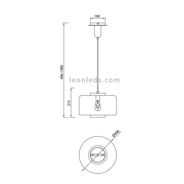 Plafonnier Moderne Chrome | Lampe à suspension Jarras 6190 | Plafonnier pas cher | leonleds