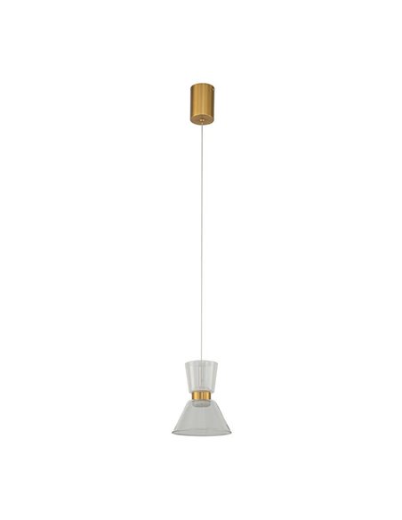 Lámpara colgante LED NEW YORK, 3000K 6W 960Lm, oro con tulipas transparentes