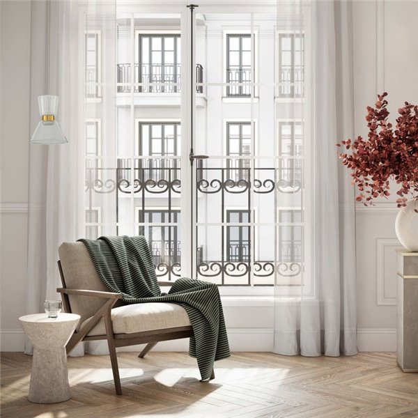 Luminária pendente LED NEW YORK, 3000K 6W 960Lm, dourada com cúpulas transparentes.