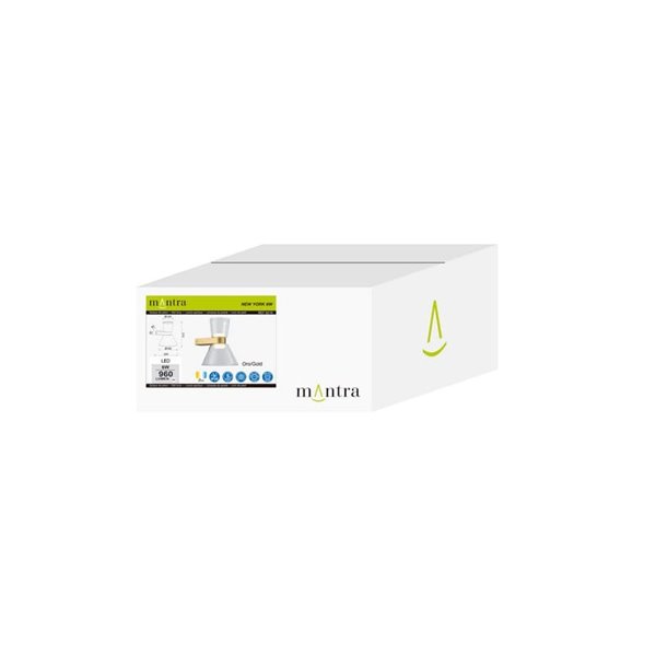Aplique LED de pared NEW YORK doble, oro con tulipas transparentes 6W 960Lm, 3000K