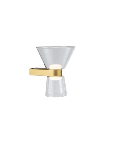 Aplique LED de pared NEW YORK doble, oro con tulipas transparentes 6W 960Lm, 3000K