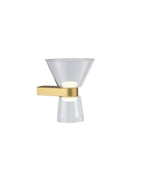 Aplique LED de pared NEW YORK doble, oro con tulipas transparentes 6W 960Lm, 3000K