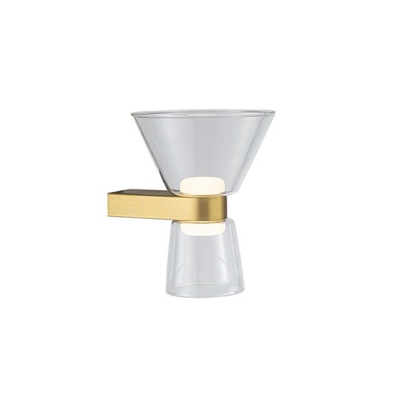 Aplique LED de pared NEW YORK doble, oro con tulipas transparentes 6W 960Lm, 3000K