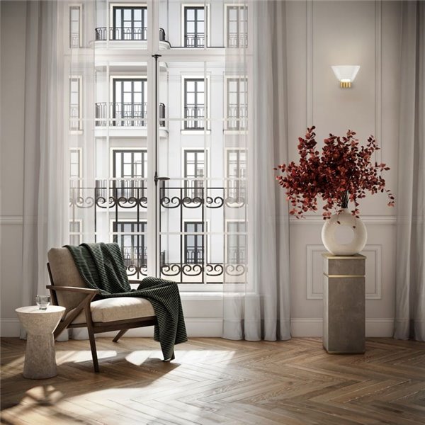 Luminária de parede LED NEW YORK, modelo SIMPLE, dourada com cúpula transparente, 5W, 740 lúmens, 3000K