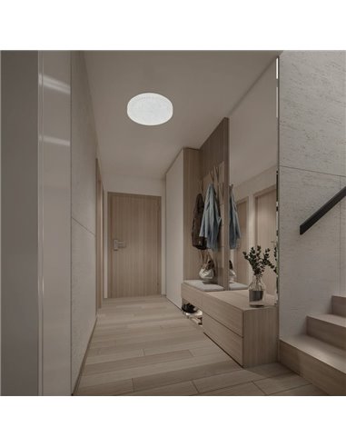 Plafón de techo LED regulable redondo FROZEN Ø39cm, 45W 5220Lm, CTT 2700K-5000K, blanco con mando