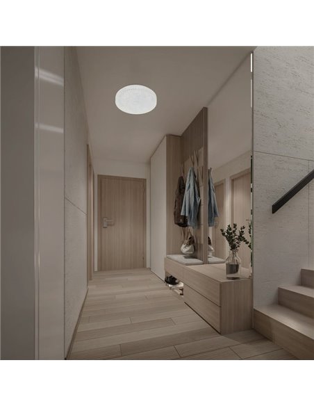 Luminária de teto LED redonda FROZEN, dimerizável, Ø39cm, 45W 5220lm, CTT 2700K-5000K, branca, com controle remoto.