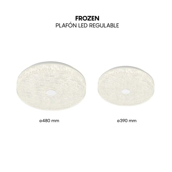 Plafonnier LED rond à intensité variable FROZEN Ø39cm, 45W 5220Lm, CTT 2700K-5000K, blanc avec télécommande