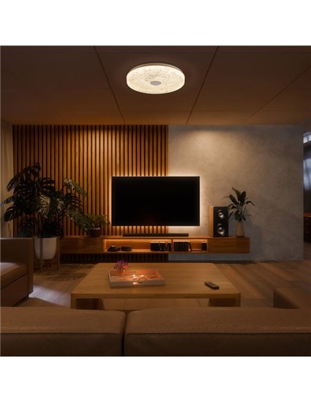 Plafonnier LED rond à intensité variable FROZEN Ø48cm, 45W 5220Lm, CTT 2700K-5000K, blanc avec télécommande