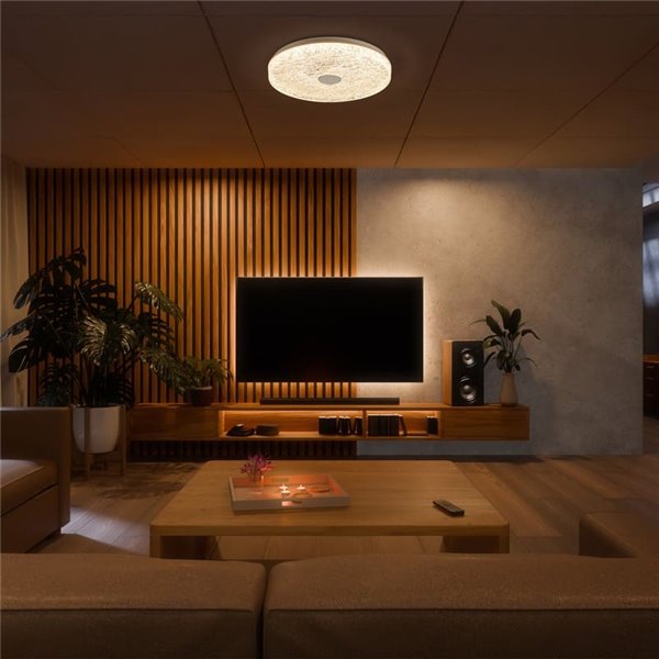 Plafonnier LED rond à intensité variable FROZEN Ø48cm, 45W 5220Lm, CTT 2700K-5000K, blanc avec télécommande