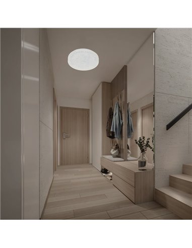 Plafón de techo LED regulable redondo FROZEN Ø48cm, 45W 5220Lm, CTT 2700K-5000K, blanco con mando