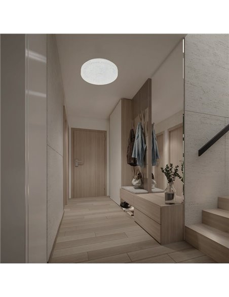 Luminária de teto LED redonda FROZEN, dimerizável, Ø48cm, 45W 5220lm, CTT 2700K-5000K, branca, com controle remoto.