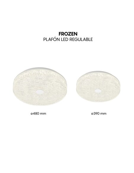 Plafón de techo LED regulable redondo FROZEN Ø48cm, 45W 5220Lm, CTT 2700K-5000K, blanco con mando