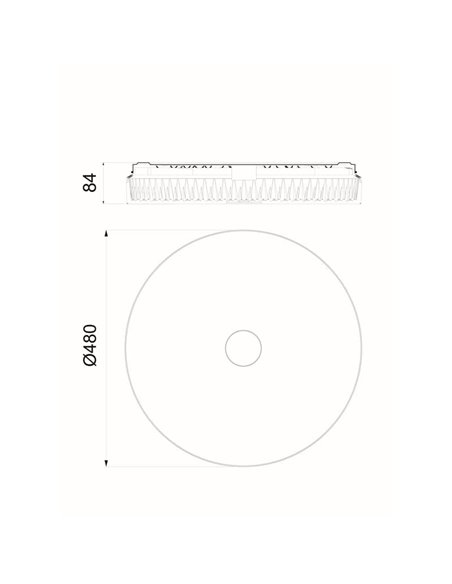 Plafonnier LED rond à intensité variable FROZEN Ø48cm, 45W 5220Lm, CTT 2700K-5000K, blanc avec télécommande