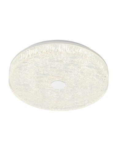 Luminária de teto LED redonda FROZEN, dimerizável, Ø48cm, 45W 5220lm, CTT 2700K-5000K, branca, com controle remoto.