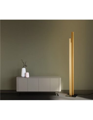 Lámpara de pie LED de salón moderno 200cm MANHATTAN latón, regulable, 48W, 5900Lm, 3000K