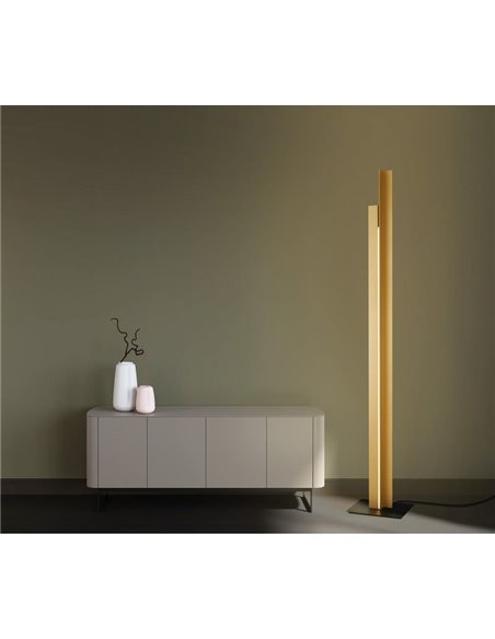 Lámpara de pie LED de salón moderno 200cm MANHATTAN latón, regulable, 48W, 5900Lm, 3000K