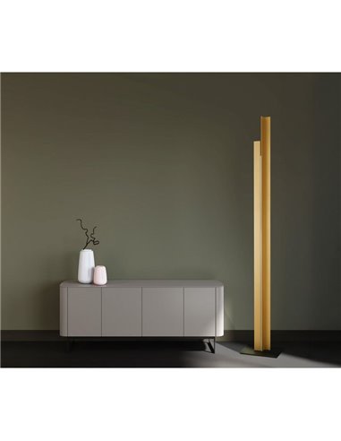 Luminária de chão LED moderna para sala de estar, modelo MANHATTAN, 200 cm, latão, dimerizável, 48 W, 5900 lúmens, 3000 K.