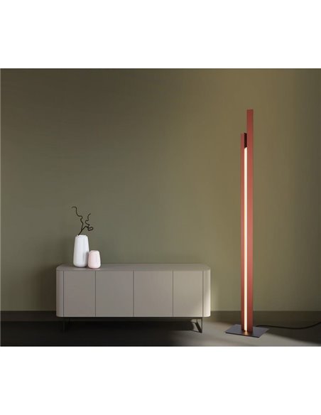 Luminária de sala de estar LED moderna MANHATTAN, 200 cm, ouro rosa, dimerizável, 48 W, 5900 lúmens, 3000 K