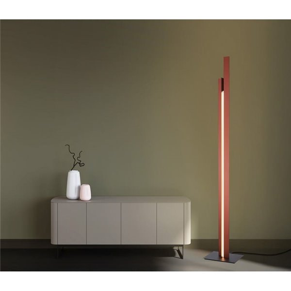 Luminária de sala de estar LED moderna MANHATTAN, 200 cm, ouro rosa, dimerizável, 48 W, 5900 lúmens, 3000 K