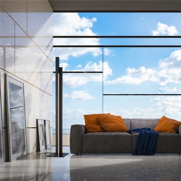 Lampadaire LED MANHATTAN, 2 m de haut, noir, design moderne, intensité variable, 48 W, 5 900 lm, 3 000 K