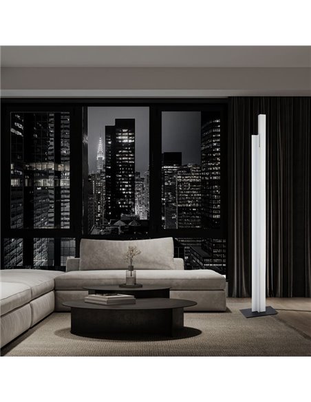 Lampadaire LED moderne pour salon, 200 cm MANHATTAN, blanc, dimmable, 48 W, 5900 lm, 3000 K