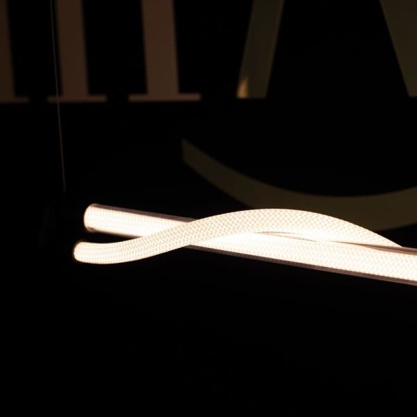 Lámpara Colgante con barra horizontal LED y manguera flexible de luz FUGAZ, 145,5cm de largo 38W 3000K oro