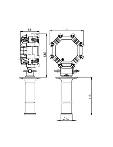 Faro de trabajo LED SLIM LRD 2986 con imán, enchufe mechero y accesorio vehículos especiales 23W 1800Lm