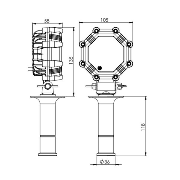 Faro de trabajo LED SLIM LRD 2986 con imán, enchufe mechero y accesorio vehículos especiales 23W 1800Lm