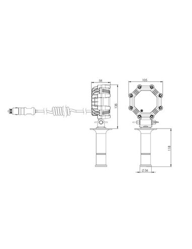 Faro de trabajo LED SLIM LRD 2986 con imán, enchufe mechero y accesorio vehículos especiales 23W 1800Lm