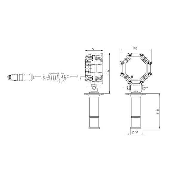 Faro de trabajo LED SLIM LRD 2986 con imán, enchufe mechero y accesorio vehículos especiales 23W 1800Lm