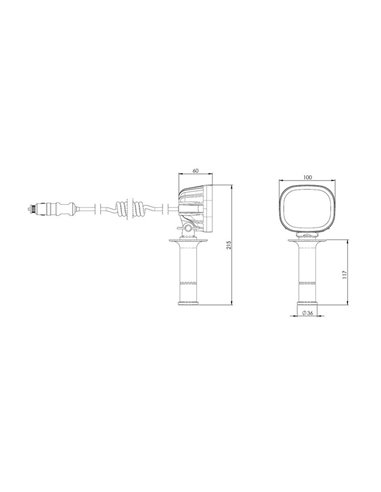 Faro de trabajo LED con enchufe mechero, imán y soporte vehículos especiales LRD 3071 10W 12/24V EMC R10