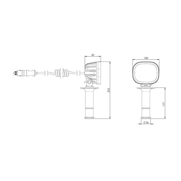 Luz de trabalho LED com plugue para acendedor de cigarros, ímã e suporte para veículos especiais LRD 3071 10W 12/24V EMC R10