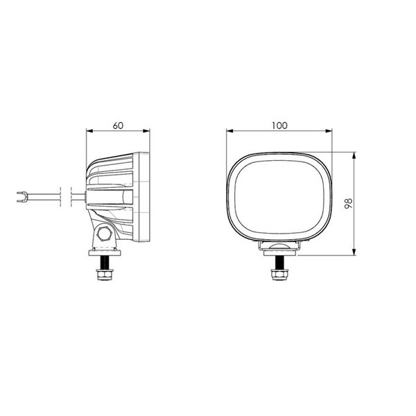 Refletor de trabalho LED com montagem inferior, 1200 lúmens, LRD 3072, 12/24 V, 10 W, IP68, R10 EMC