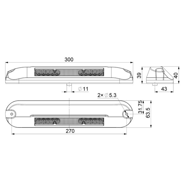 Farol de trabalho LED com luz de advertência LED LRD 3043/R/B2 12/24V 1000Lm com carcaça vermelha