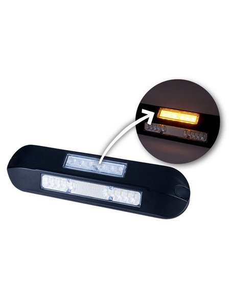 Luz de trabajo LED con luz de advertencia LED LRD 3043/BL/A1 12/24V 12W 1000Lm EMC carcasa negra