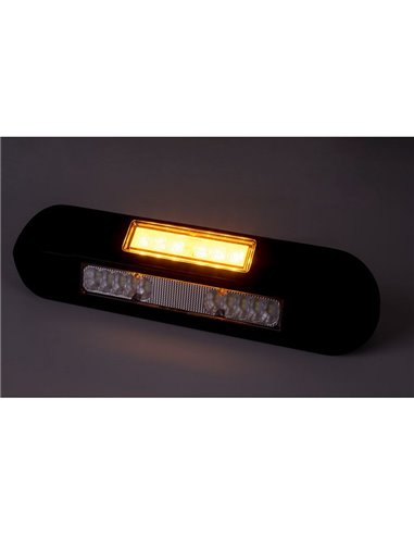 Farol de trabalho LED com luz de advertência LED LRD 3043/BL/A1 12/24V 12W 1000lm EMC com carcaça preta