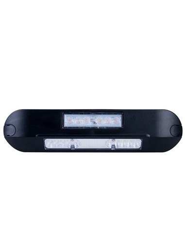 Projecteur de travail à LED avec témoin lumineux de signalisation à LED LRD 3043/BL/A1 12/24 V 12 W 1000 lm, boîtier noir CEM