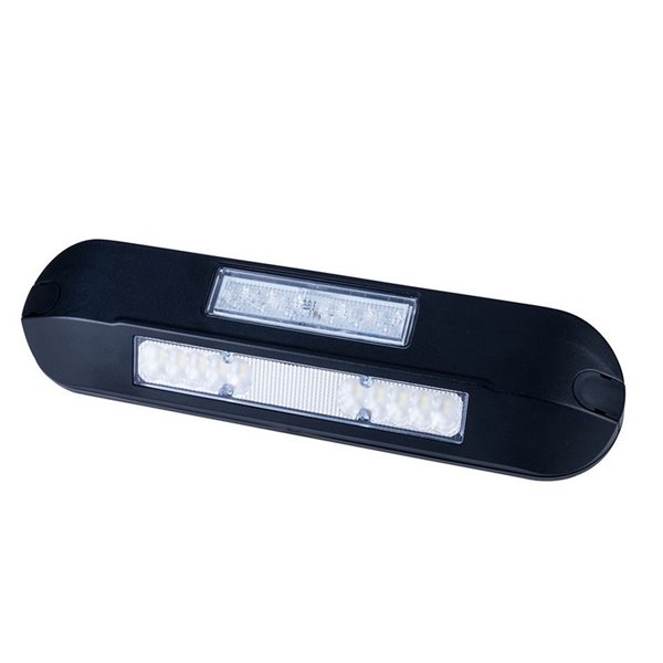 Luz de trabajo LED con luz de advertencia LED LRD 3043/BL/A1 12/24V 12W 1000Lm EMC carcasa negra