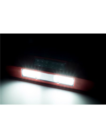 Farol de trabalho LED com luz de advertência LED LRD 3043/R/B2 12/24V 1000Lm com carcaça vermelha