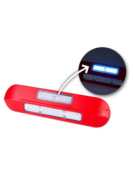 Luz LED de trabajo con luz de advertencia LED LRD 3043/R/B2 12/24V 1000Lm carcasa roja