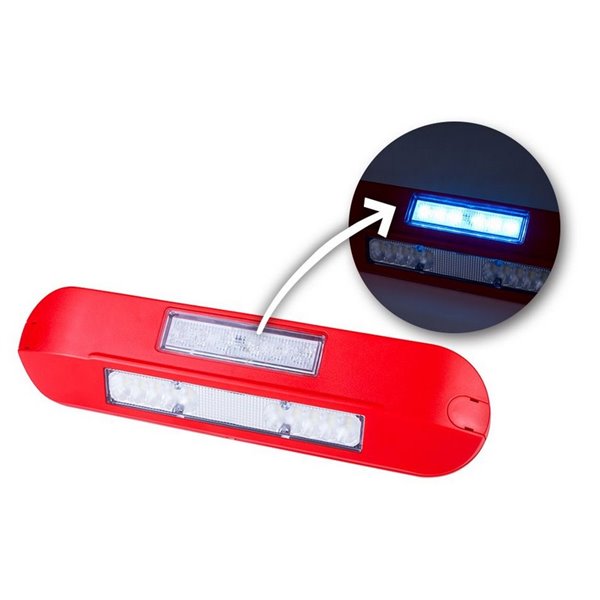 Farol de trabalho LED com luz de advertência LED LRD 3043/R/B2 12/24V 1000Lm com carcaça vermelha