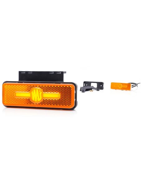 Galibo Lateral LED rectangular ambar con logo luminoso was y soportes 12V-24V SM1 IA W254 | LeonLeds