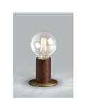 Luminária de mesa minimalista KOPA em latão fosco e madeira de nogueira, soquete E27 (não incluído)